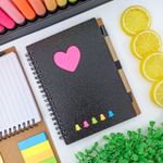 Kit Caderno de Anotações Capa Flexível Colorido com Bloco Adesivo + Caneta Retrátil 12 x 17,5 cm - Interponte