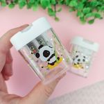 Apontador com Depósito 2 Furos Jumbo e Tradicional Box Panda (Branco e Azul) - Tilibra