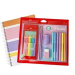 Kit Tom Pastel com Lápis de Cor 10 Cores Apontador Borracha 2 Lápis e 6 Canetinhas - Faber-Castell