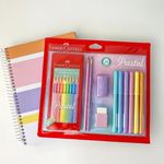 Kit Tom Pastel com Lápis de Cor 10 Cores Apontador Borracha 2 Lápis e 6 Canetinhas - Faber-Castell