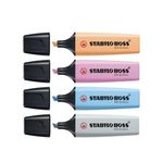Kit Caneta Marca Texto Stabilo Boss Novas Cores Tom Pastel com 4 Cores - Stabilo