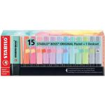 Kit Caneta Marca Texto Stabilo Boss 15 Cores Tom Pastel - Stabilo