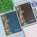 Caderno Universitário Espiral Capa Dura Quadriculado 7x7 20 x 27,5 cm 80 Folhas - São Domingos