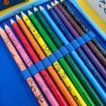 Kit Escolar Estojo Gato Azul  (Apontador, Borracha, 2 Canetas Esferográficas, 12 Lápis de Cor, Lápis Grafite e Régua) - Faber-Castell