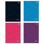 Caderno 1/4 Lunix (Azul, Preto, Rosa e Roxo) Brochura Costurado Capa Dura 14 x 20 cm 80 Folhas - Tilibra