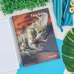 Caderno Espiral Capa Dura Universitário 15 Matérias Cães e Gatos 160 Folhas 20 x 27,5 cm  - Panamericana