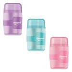 Apontador com Deposito 2 Furos Jumbo e Tradicional + Borracha Connect Pastel - Maped