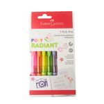 Kit com 5 Canetas Neon Esferográficas Retrátil Poly Radiant 0.7 mm - Faber-Castell