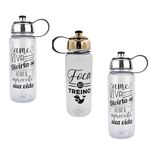 Garrafa Plástica 750 ml Tampa Dourada e Prata com Frases  750ml - Weeze
