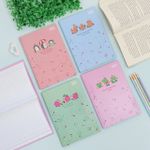 Caderno 1/4 Mellow (Azul, Lilás, Rosa e Verde) Brochura Costurado Capa Dura 14 x 20 cm 80 Folhas - Tilibra
