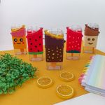 Garrafa Plástica 240 ml Picolé com Adesivos (Carinha Amarela, Carinha Branca, Chocolate, Melancia e Morango) - Interponte