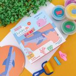 Kit Massinha de Modelar Fundo do Mar com Cards (5 Cores + 2 Ferramentas + 5 Acessórios) - Leo&Leo