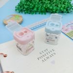 Apontador Box com Depósito 2 Furos Jumbo e Tradicional Soho (Azul e Rosa) - Tilibra