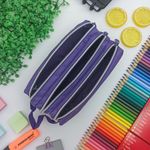 Estojo Escolar Triplo Lona Roxo - Daterra