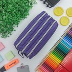Estojo Escolar Triplo Lona Roxo - Daterra