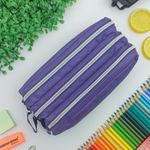 Estojo Escolar Triplo Lona Roxo - Daterra