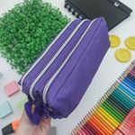 Estojo Escolar Triplo Lona Roxo - Daterra