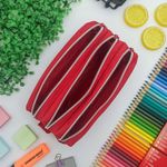 Estojo Escolar Triplo Lona Vermelho - Daterra