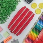 Estojo Escolar Triplo Lona Vermelho - Daterra