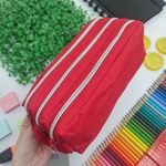 Estojo Escolar Triplo Lona Vermelho - Daterra