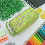Estojo Escolar Telado Triplo Verde com Bolinha - Daterra