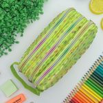 Estojo Escolar Telado Triplo Verde com Bolinha - Daterra