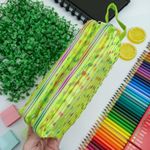Estojo Escolar Telado Duplo Verde com Bolinha - Daterra