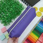 Estojo Escolar Roxo Simples Lona BLX 22 - Daterra