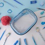 Estojo Box Cristal Transparente 100 Pens sem Divisórias Azul Claro - Fizz