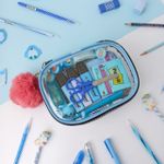 Estojo Box Cristal Transparente 100 Pens sem Divisórias Azul Claro - Fizz