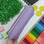 Estojo Escolar Lilás Simples Lona BLX 22 - Daterra