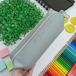 Estojo Escolar Cinza Simples Lona BLX 22 - Daterra