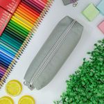 Estojo Escolar Cinza Simples Lona BLX 22 - Daterra