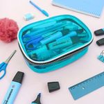 Estojo Box Cristal Transparente Azul Claro Colors 100 Pens sem Divisórias - Fizz