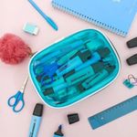 Estojo Box Cristal Transparente Azul Claro Colors 100 Pens sem Divisórias - Fizz