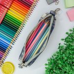 Estojo Escolar Azul Simples Médio Xadrez - Daterra