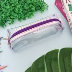 Estojo Baú Cristal Transparente Holográfico Roxo - Fizz