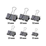 Prendedor de Papel 15mm, 19mm, 25mm, 32mm, 41mm, 51mm Binder - Yins