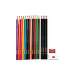 Lápis Colorir 12 Cores + Kit Escolar ( 4 Lápis Grafite HB + 1 Borracha + 1 Apontador) YP7842 - Yin's