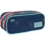 Estojo Duplo Grande Académie Dots Azul - Tilibra