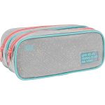 Estojo Duplo Grande Académie Cinza Dots - Tilibra