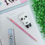 Lápis Grafite Panda nº2 com Borracha Colorido (Azul, Branco, Preto e Rosa) - Tilibra
