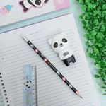 Lápis Grafite Panda nº2 com Borracha Colorido (Azul, Branco, Preto e Rosa) - Tilibra