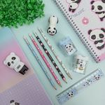 Lápis Grafite Panda nº2 com Borracha Colorido (Azul, Branco, Preto e Rosa) - Tilibra