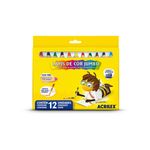 Lápis de Cor Jumbo 11mm c/ Apontador 12 Cores - Acrilex