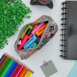 Estojo Grande Simples Nylon Estampado Basket Cinza - Daterra