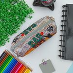 Estojo Grande Simples Nylon Estampado Basket Cinza - Daterra