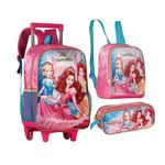 Kit Mochila De Rodinhas + Lancheira + Estojo Princesas - Clio Style