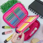 Estojo Box Escolar Luluca (Azul, Lilás e Rosa) - ClioStyle
