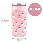Garrafa Latinha Inox 300 ml Rosa Estampada com Xicaras de Café - Weeze
